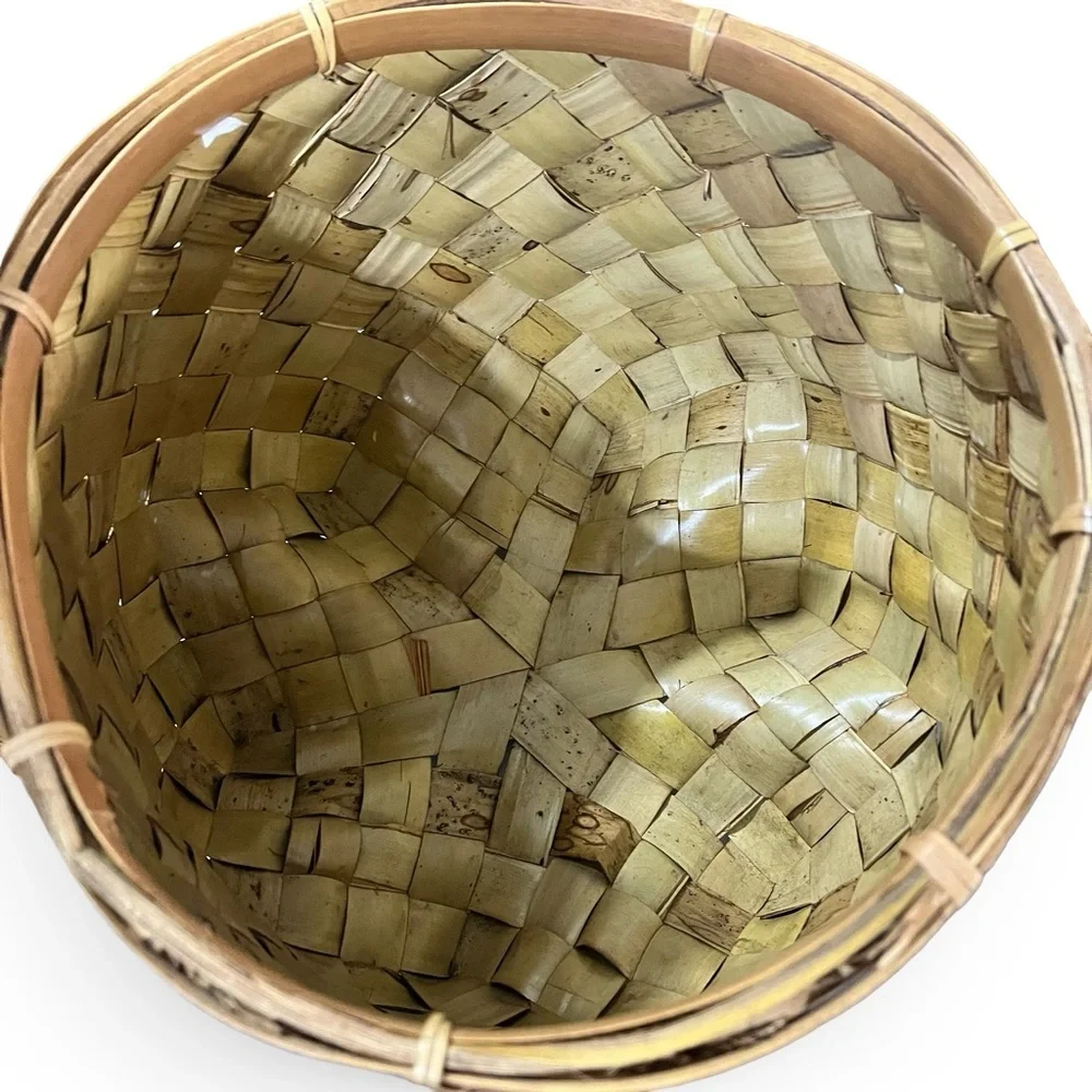 Large Vintage Handwoven Lidded Basket